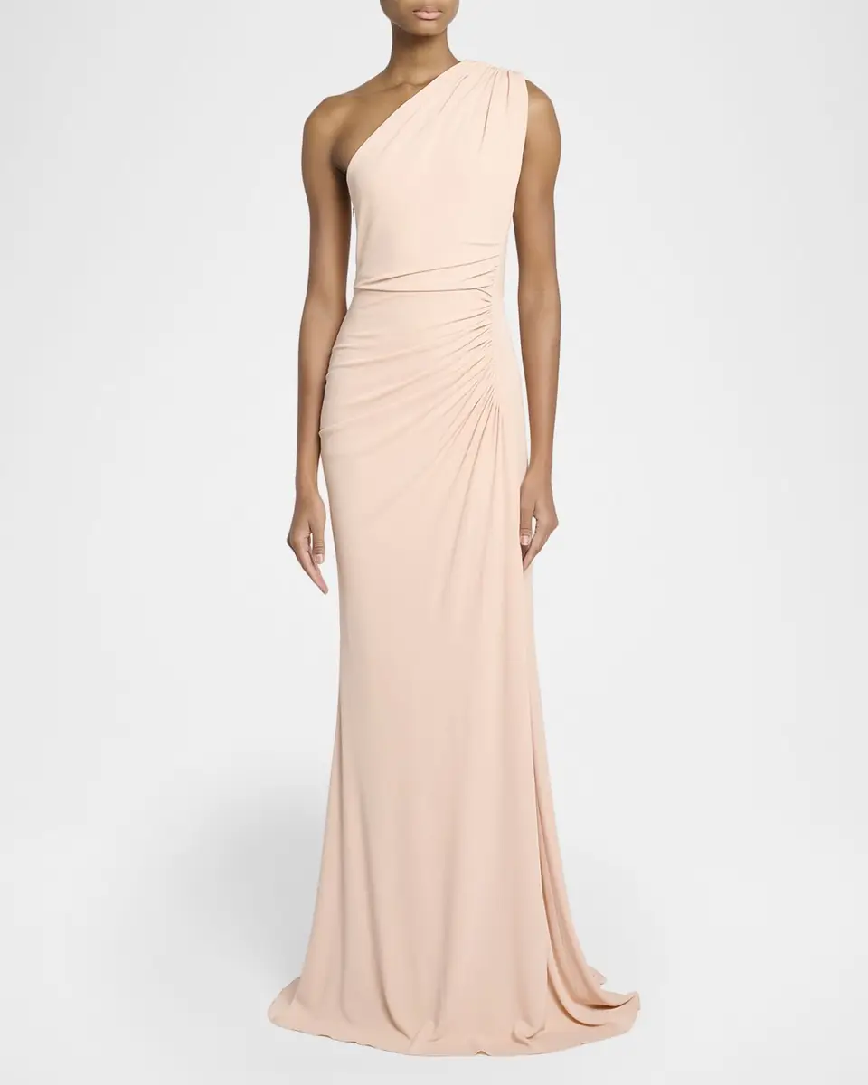 Elie Saab One-Shoulder Ruched Jersey Gown | Thumbnail 2