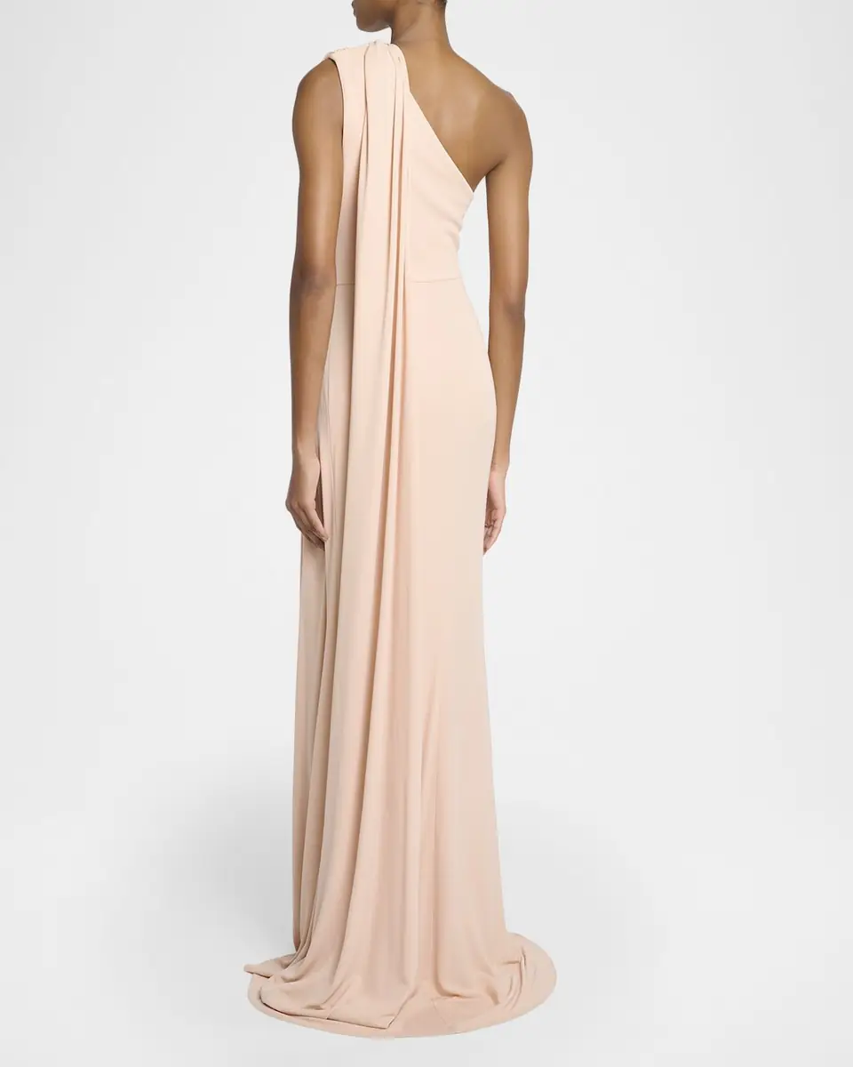 Elie Saab One-Shoulder Ruched Jersey Gown | Thumbnail 3