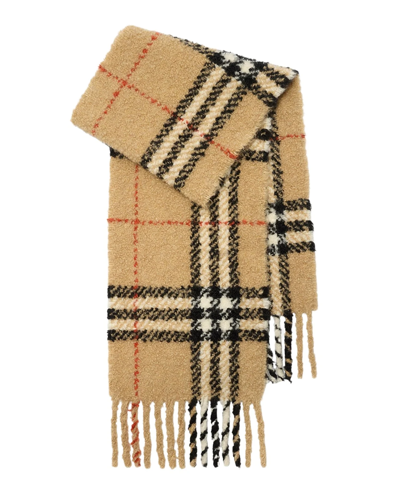 Check Alpaca Wool Blend Bouclé Scarf Check Alpaca Wool Blend Bouclé Scarf