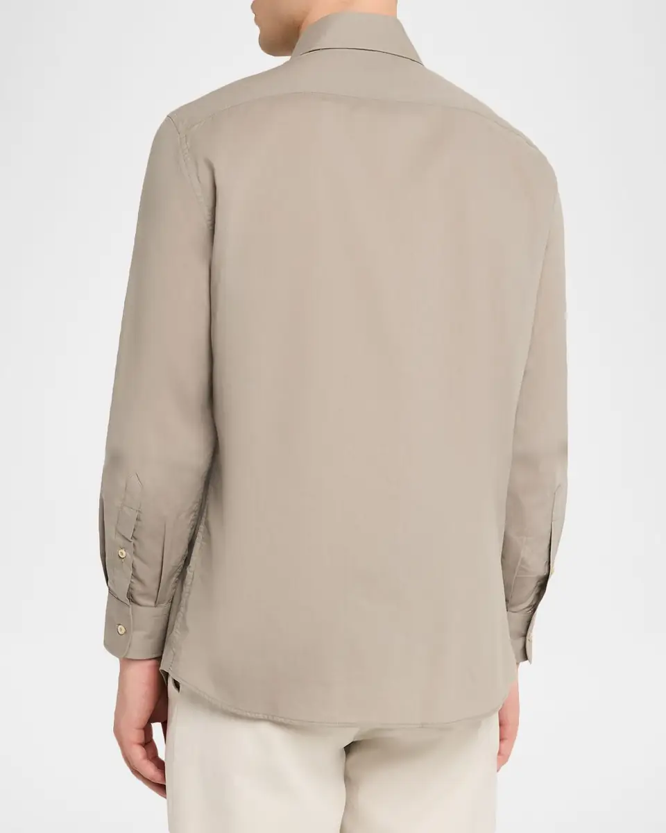Brunello Cucinelli Men's Cotton Classic Fit Button-Down Shirt | Thumbnail 3 Brunello Cucinelli Men's Cotton Classic Fit Button-Down Shirt | Thumbnail 3