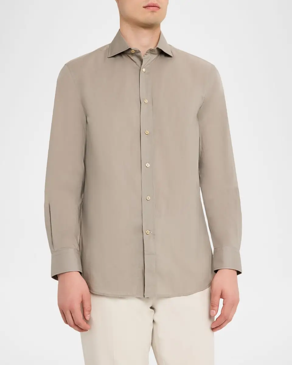 Brunello Cucinelli Men's Cotton Classic Fit Button-Down Shirt | Thumbnail 4 Brunello Cucinelli Men's Cotton Classic Fit Button-Down Shirt | Thumbnail 4