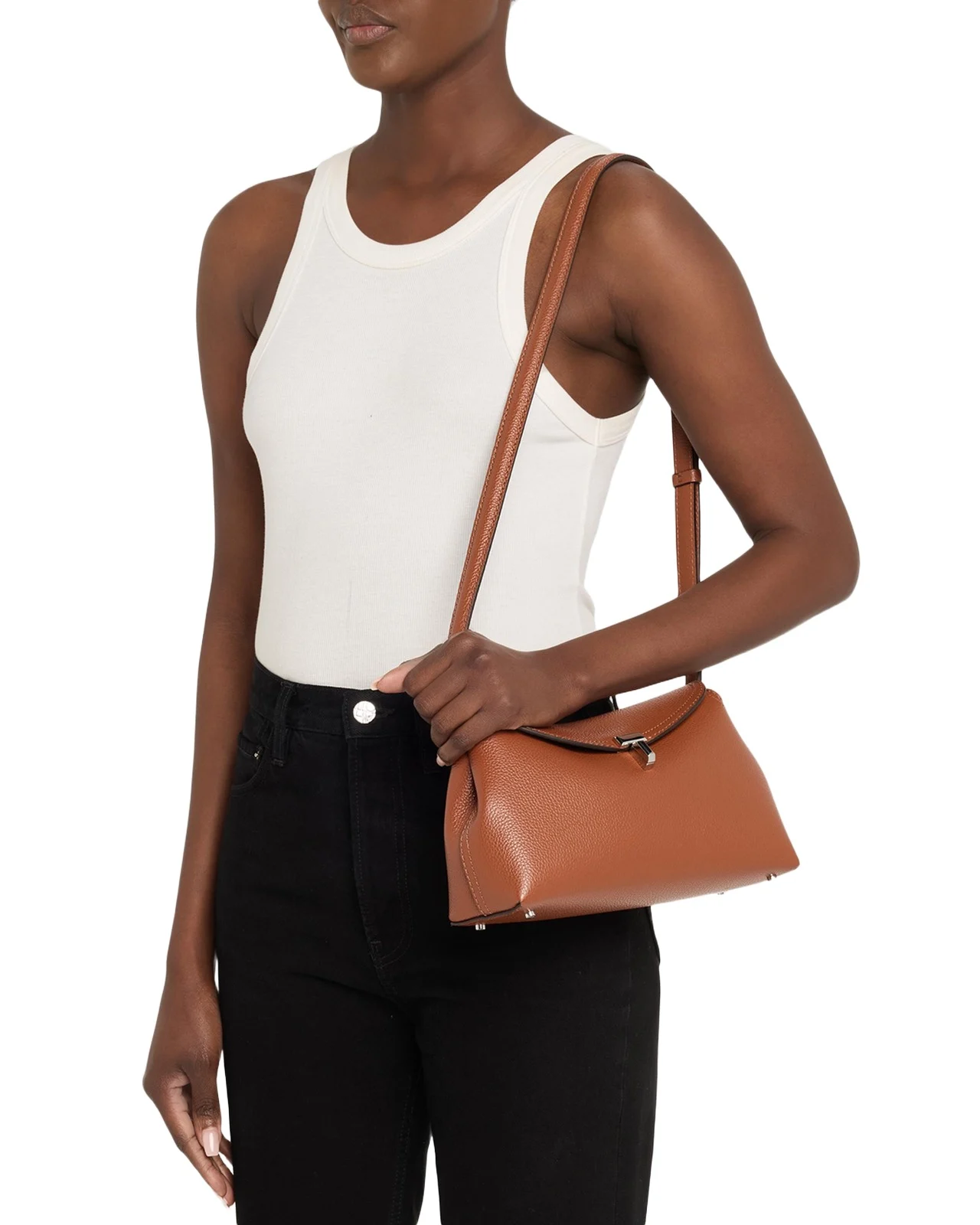 TOTEME T-Lock Soft Textured Palmellato Leather Clutch