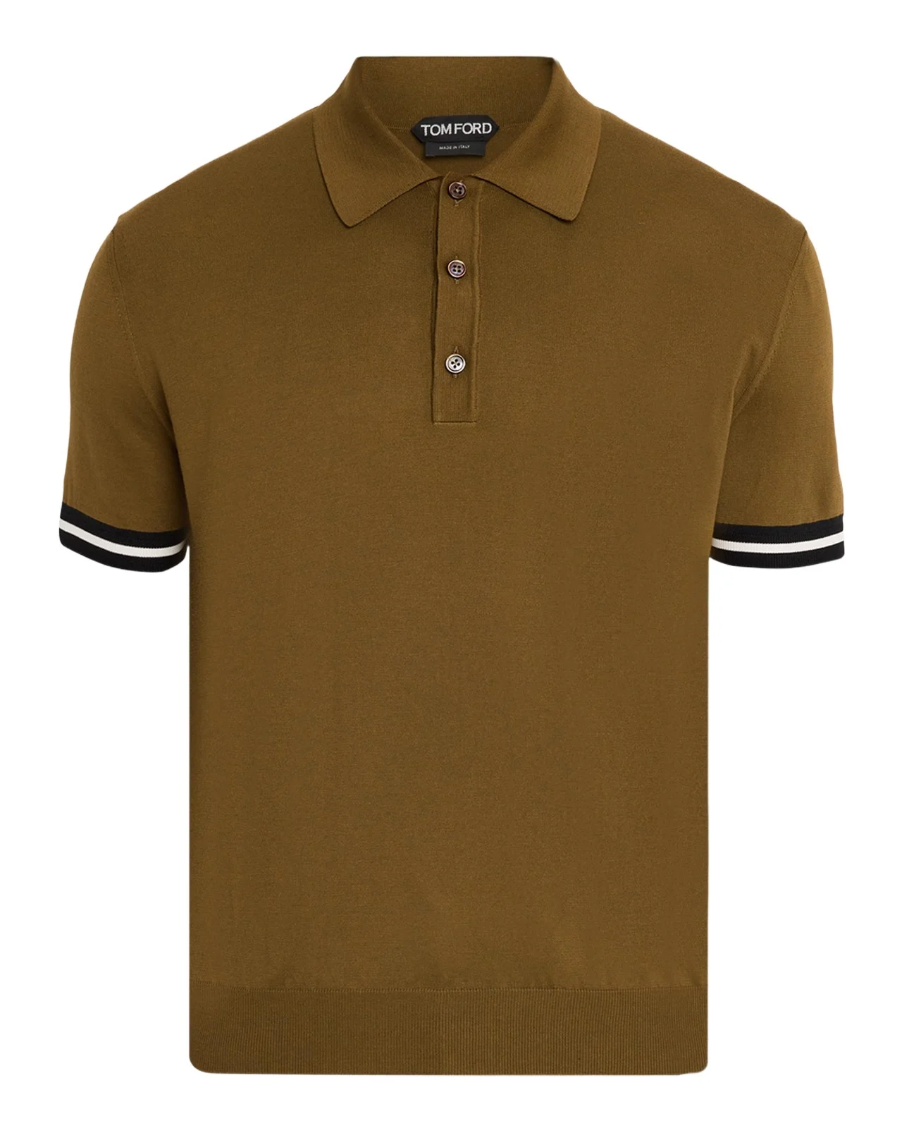 Men's Cotton and Silk Tipped Short-Sleeve Polo Sweater