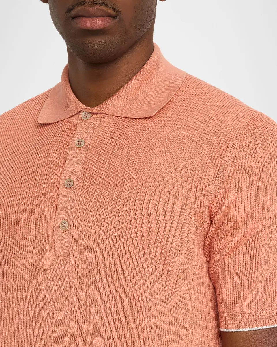 Brunello Cucinelli Men's Cotton Rib Polo Sweater | Thumbnail 5 Brunello Cucinelli Men's Cotton Rib Polo Sweater | Thumbnail 5