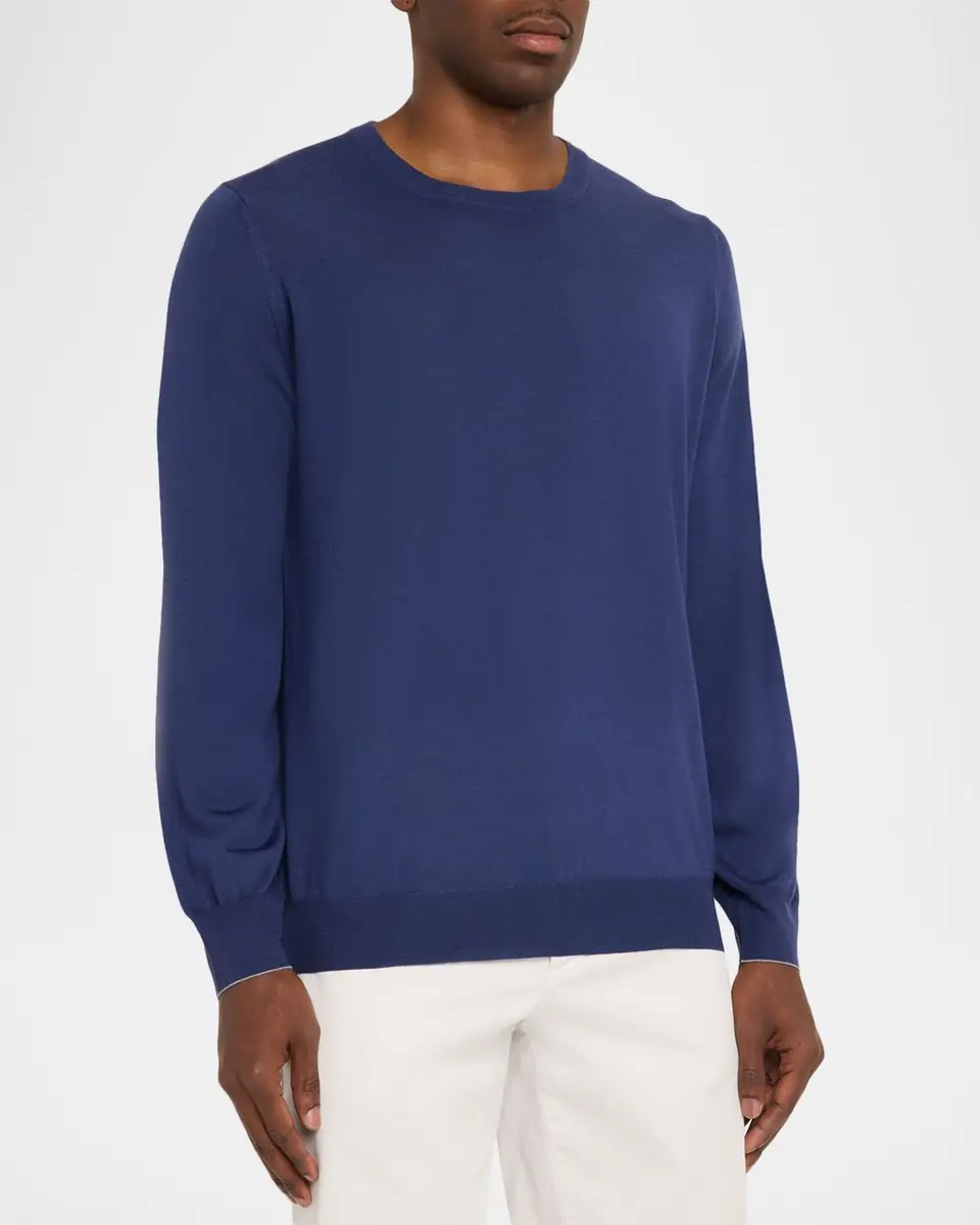 Brunello Cucinelli Men's Wool and Cashmere Crewneck Sweater | Thumbnail 4 Brunello Cucinelli Men's Wool and Cashmere Crewneck Sweater | Thumbnail 4