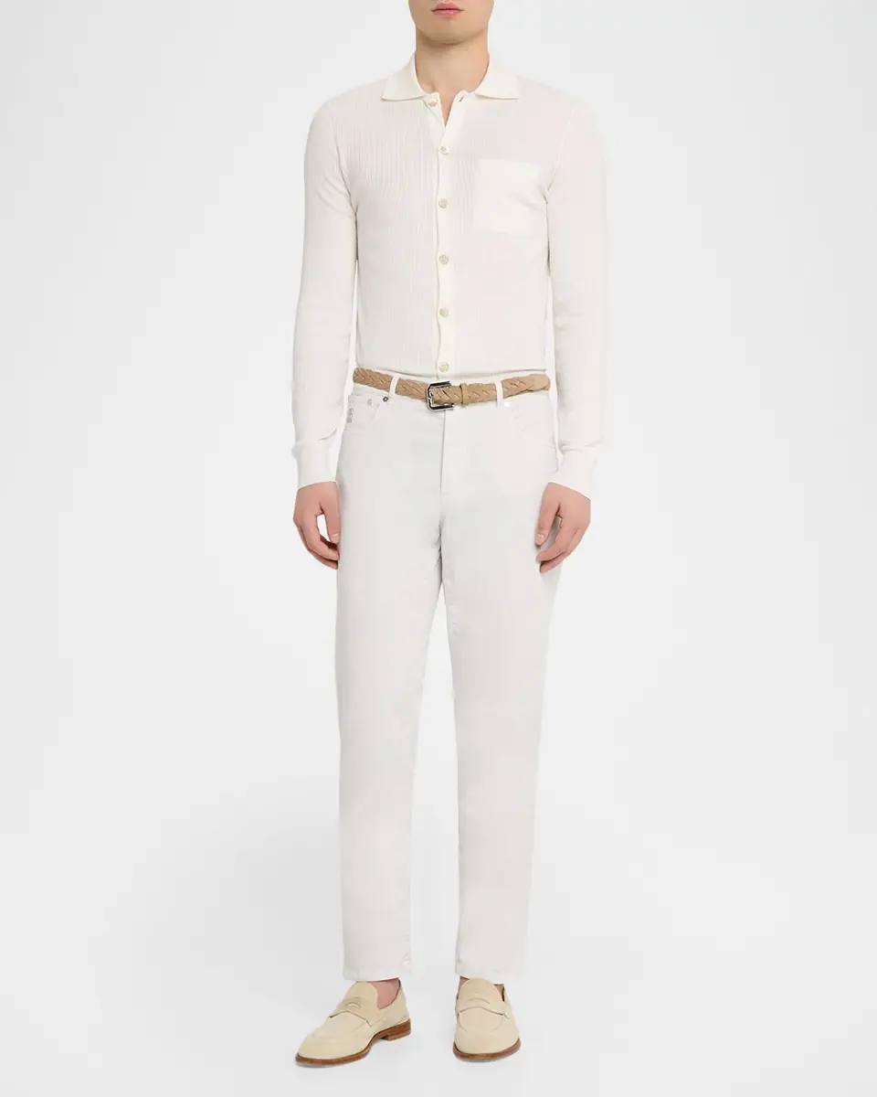 Brunello Cucinelli Men's Cotton Ribbed Cardigan | Thumbnail 2