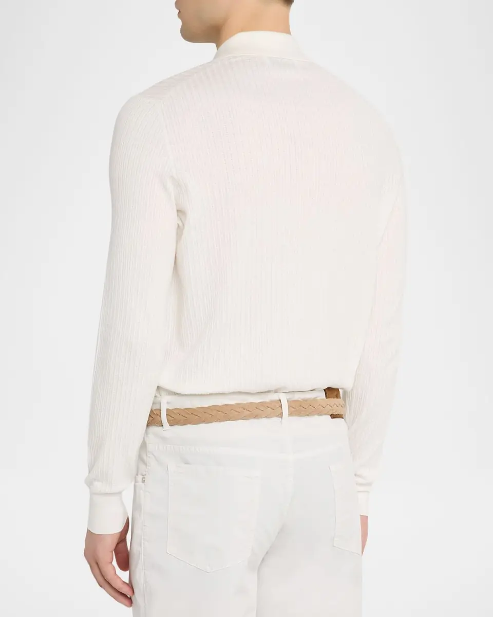 Brunello Cucinelli Men's Cotton Ribbed Cardigan | Thumbnail 3