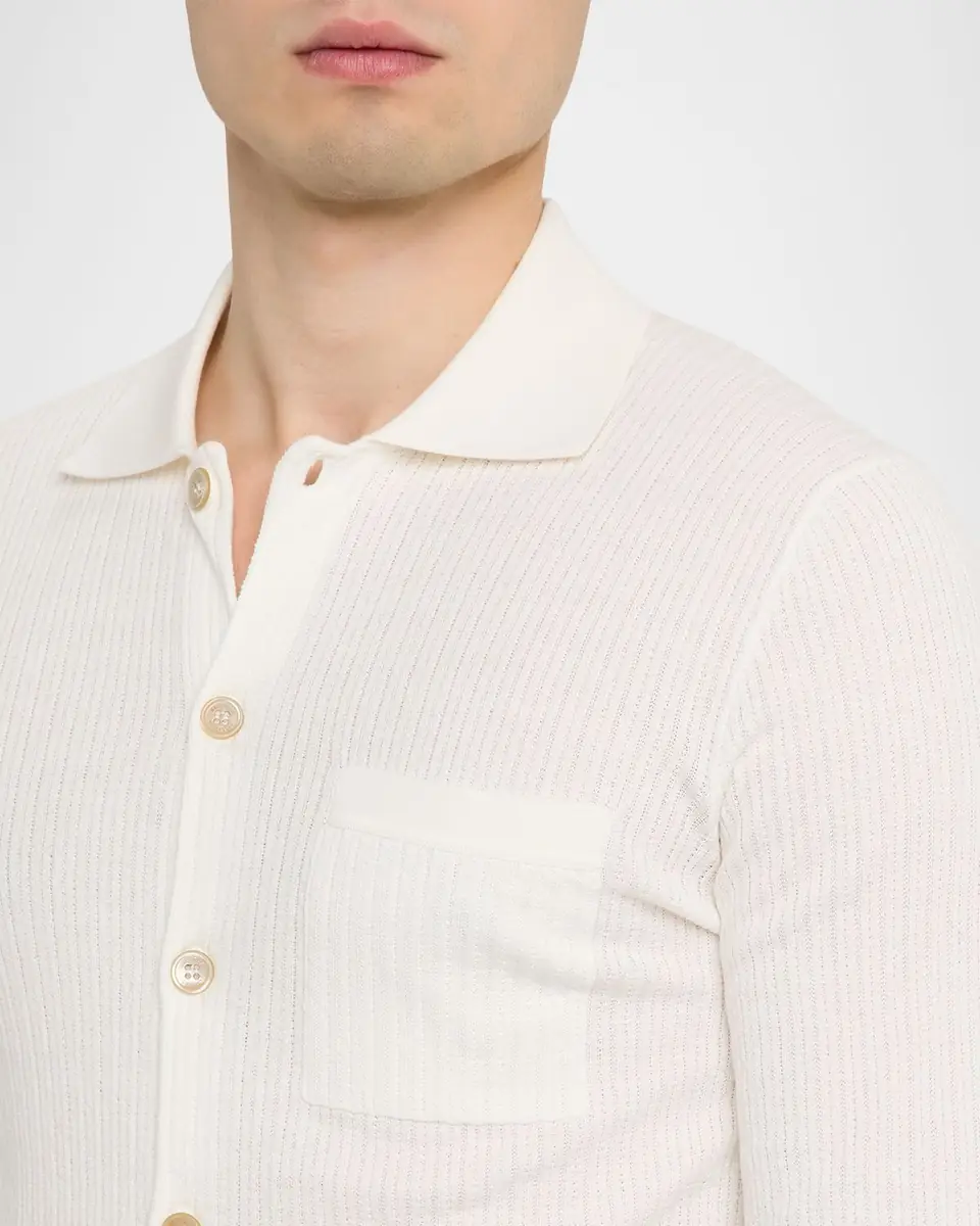Brunello Cucinelli Men's Cotton Ribbed Cardigan | Thumbnail 5