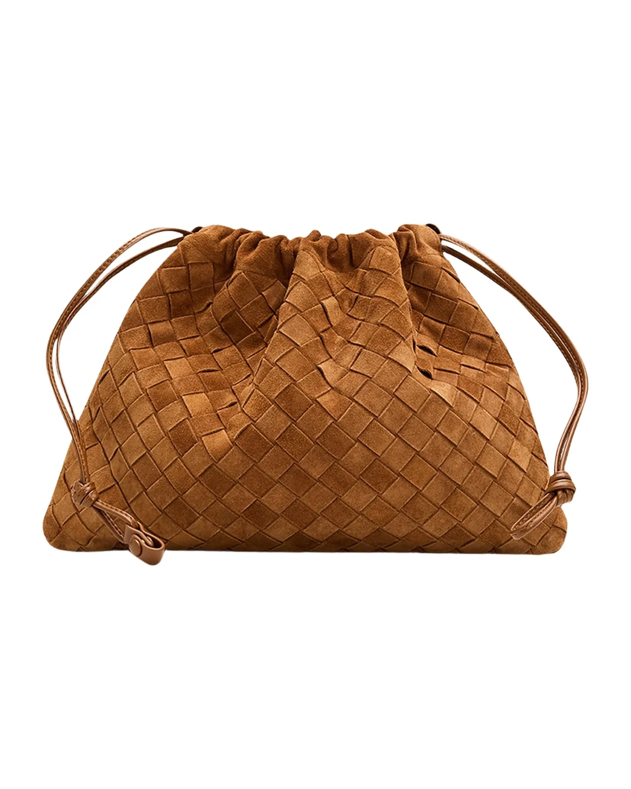 Suede Drawstring Pouch Clutch Bag