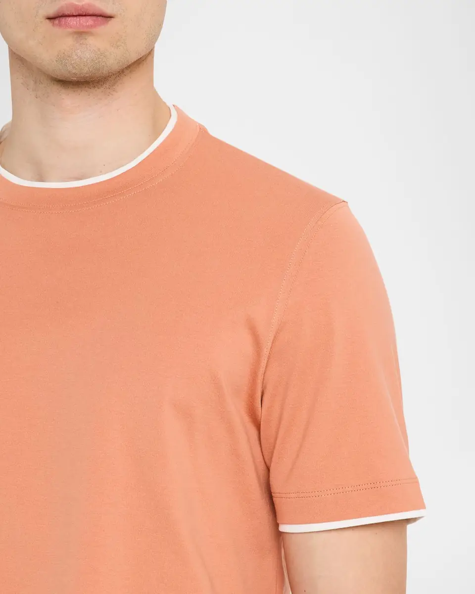 Brunello Cucinelli en's Cotton Jersey Crewneck T-Shirt with Tipping | Thumbnail 5 Brunello Cucinelli en's Cotton Jersey Crewneck T-Shirt with Tipping | Thumbnail 5