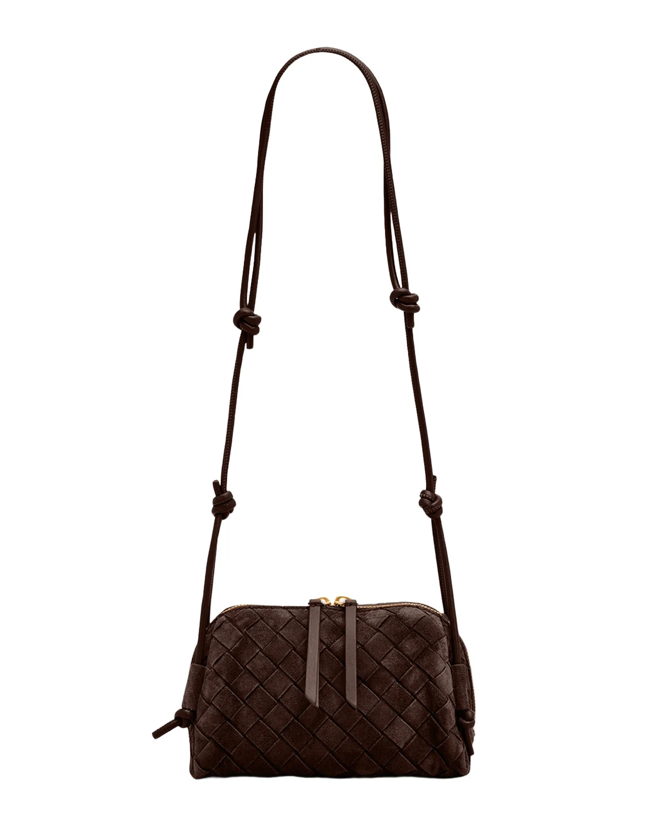 Bottega Veneta Concert Pouch Intrecciato Suede Crossbody Bag
