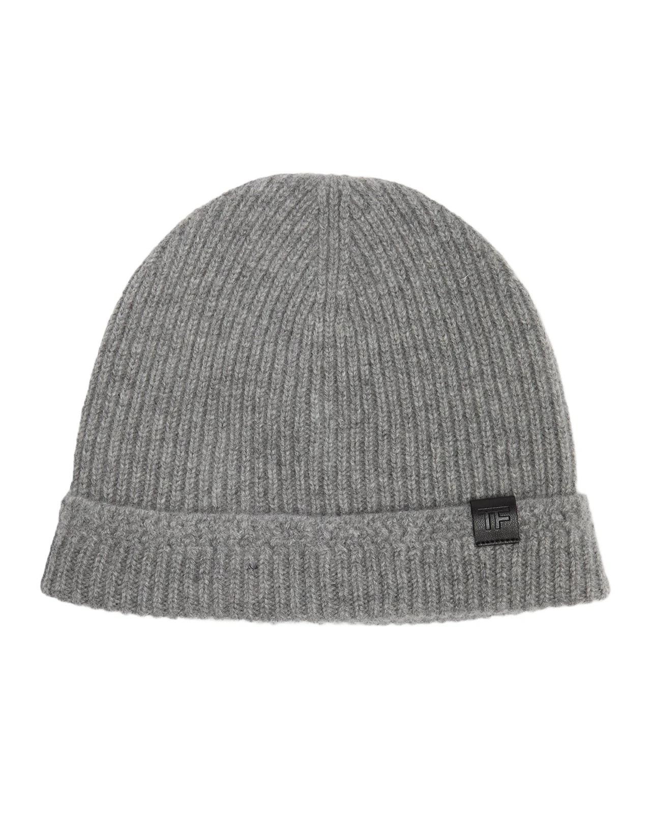 Tom Ford Men's Ribbed Cashmere TF-Tab Beanie Hat