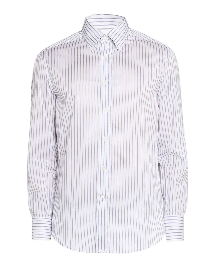 Brunello Cucinelli en 's Stripe Cotton Slim-Fit Button-Down Shirt | Image 1 Brunello Cucinelli en 's Stripe Cotton Slim-Fit Button-Down Shirt | Image 1