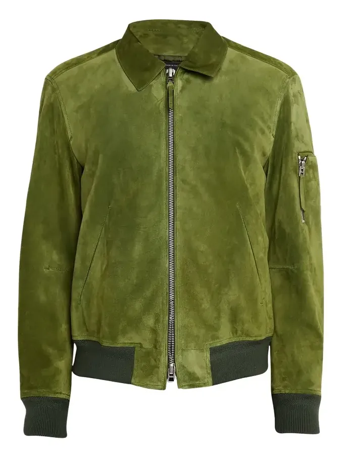 Men's Suede Cashmere-Knit Blouson Jacket Men's Suede Cashmere-Knit Blouson Jacket