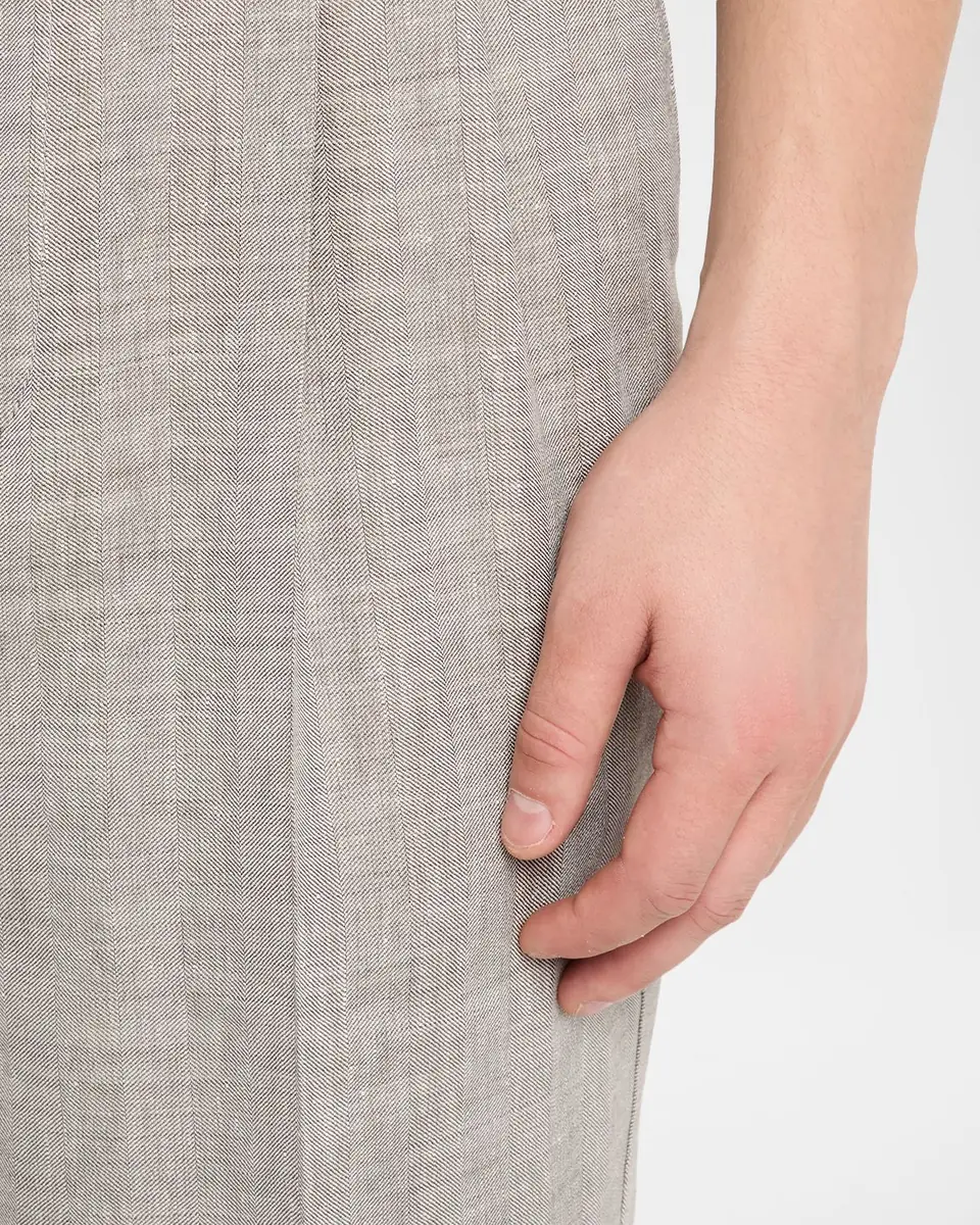 Brunello Cucinelli Men's Linen and Wool Pleated Drawstring Pants | Thumbnail 5 Brunello Cucinelli Men's Linen and Wool Pleated Drawstring Pants | Thumbnail 5