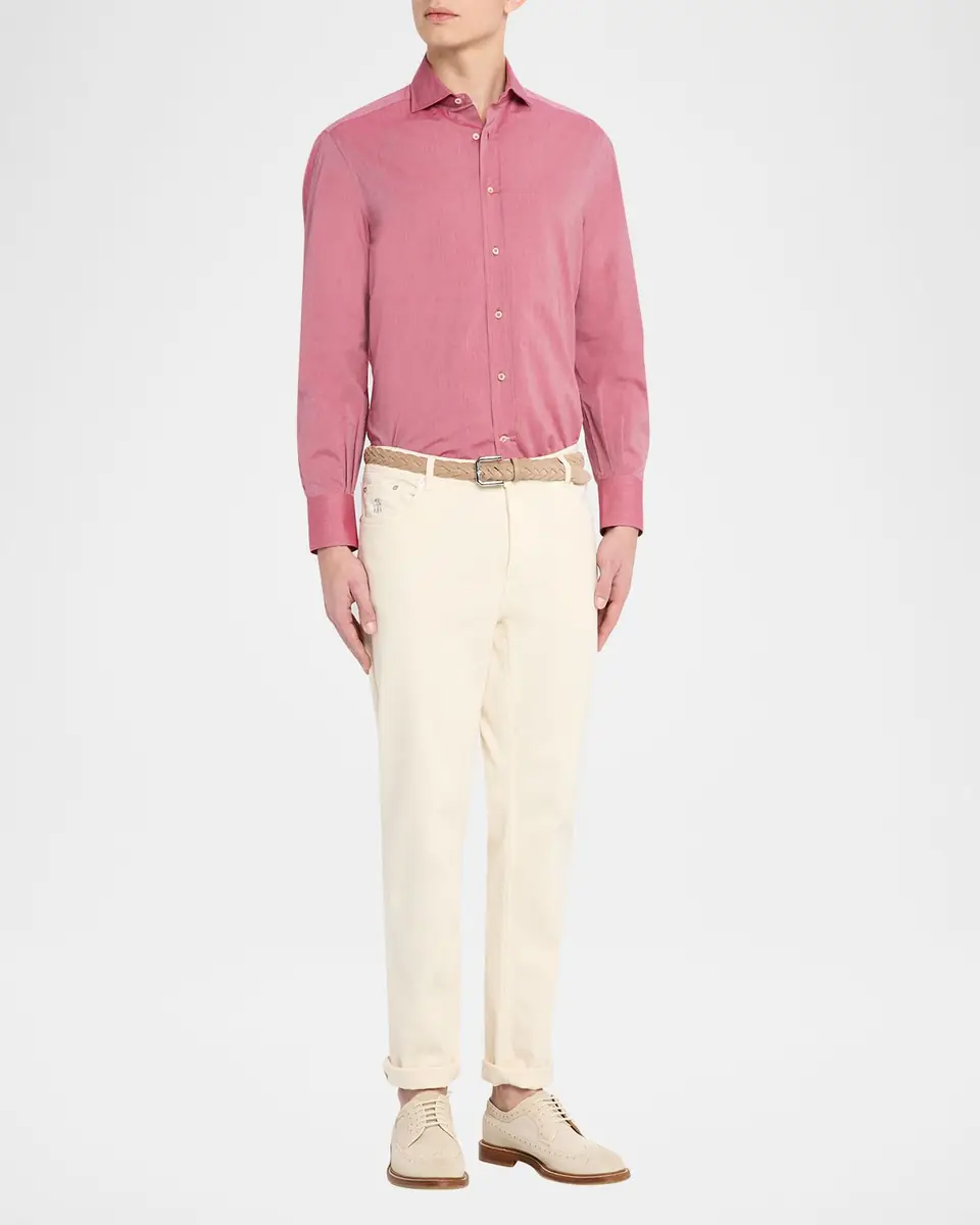 Brunello Cucinelli Men's Cotton Slim-Fit Button-Down Shirt | Thumbnail 2 Brunello Cucinelli Men's Cotton Slim-Fit Button-Down Shirt | Thumbnail 2