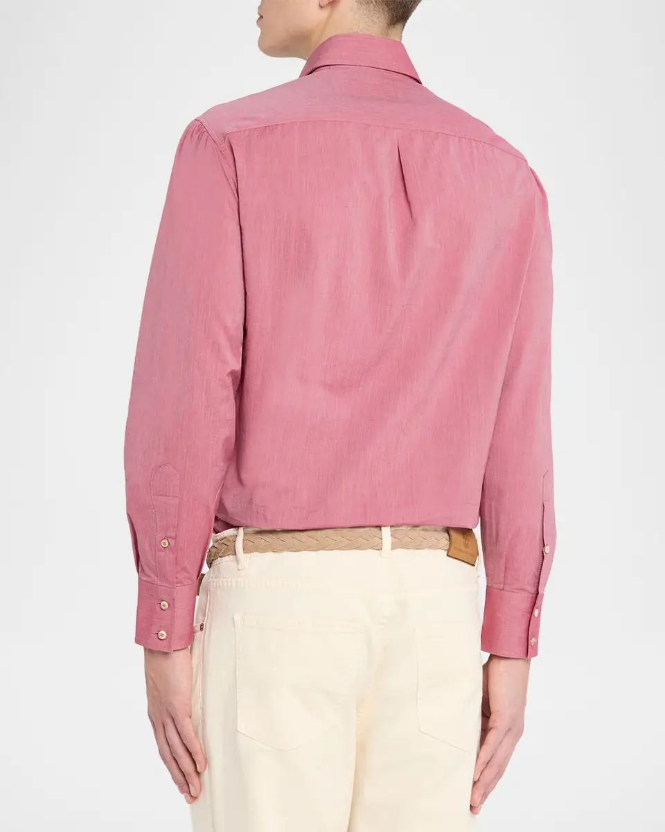 Brunello Cucinelli Men's Cotton Slim-Fit Button-Down Shirt | Thumbnail 3 Brunello Cucinelli Men's Cotton Slim-Fit Button-Down Shirt | Thumbnail 3