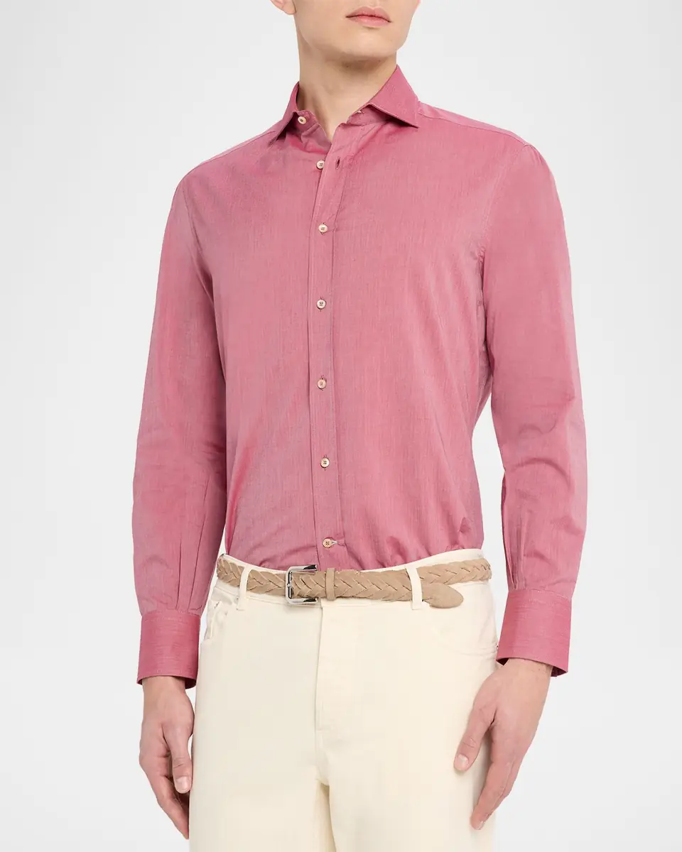 Brunello Cucinelli Men's Cotton Slim-Fit Button-Down Shirt | Thumbnail 4 Brunello Cucinelli Men's Cotton Slim-Fit Button-Down Shirt | Thumbnail 4
