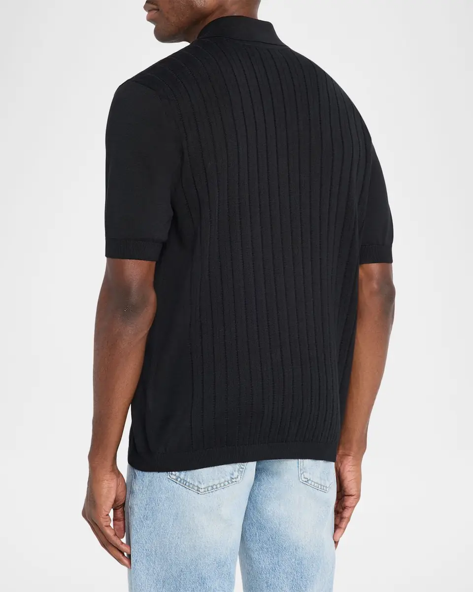 Brunello Cucinelli Men's Cotton Rib Short-Sleeve Shirt | Thumbnail 2