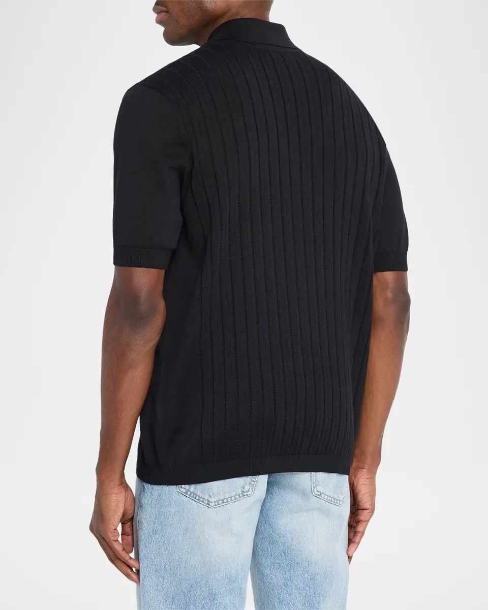 Brunello Cucinelli Men's Cotton Rib Short-Sleeve Shirt | Thumbnail 3