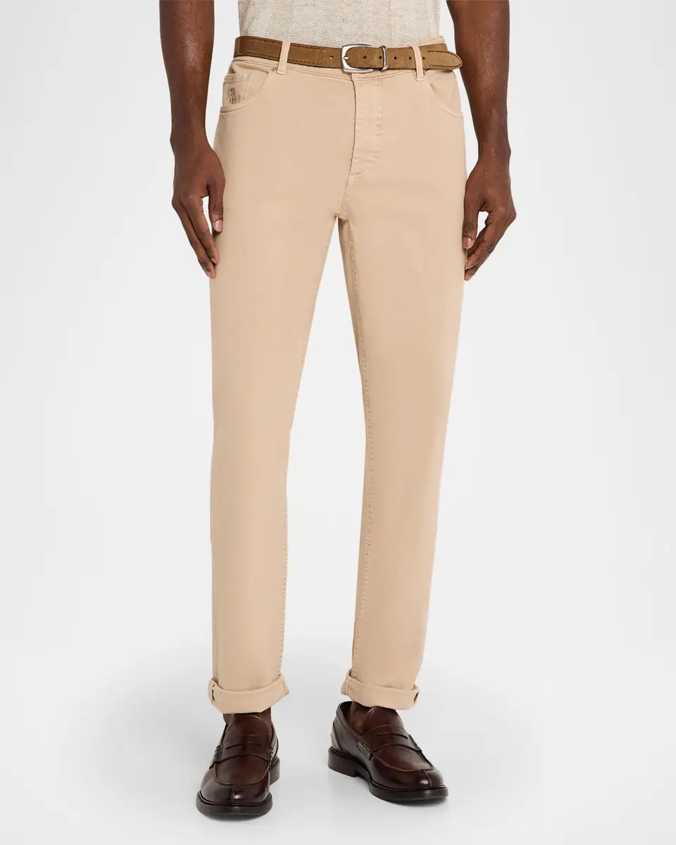 Brunello Cucinelli Men's Garment-Dyed Cotton Five-Pocket Pants | Thumbnail 4 Brunello Cucinelli Men's Garment-Dyed Cotton Five-Pocket Pants | Thumbnail 4