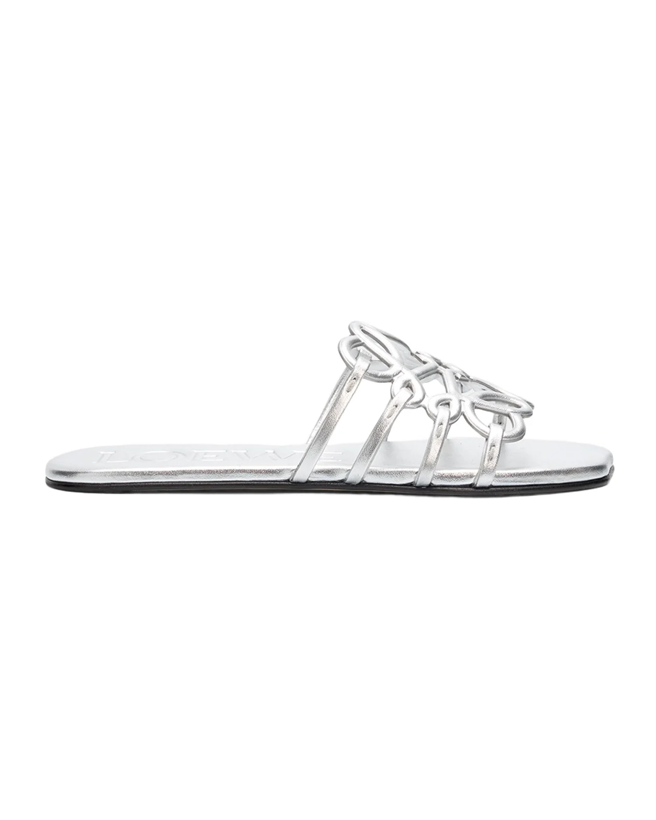 x Paula's Ibiza Petal Anagram Metallic Leather Slide Sandals x Paula's Ibiza Petal Anagram Metallic Leather Slide Sandals