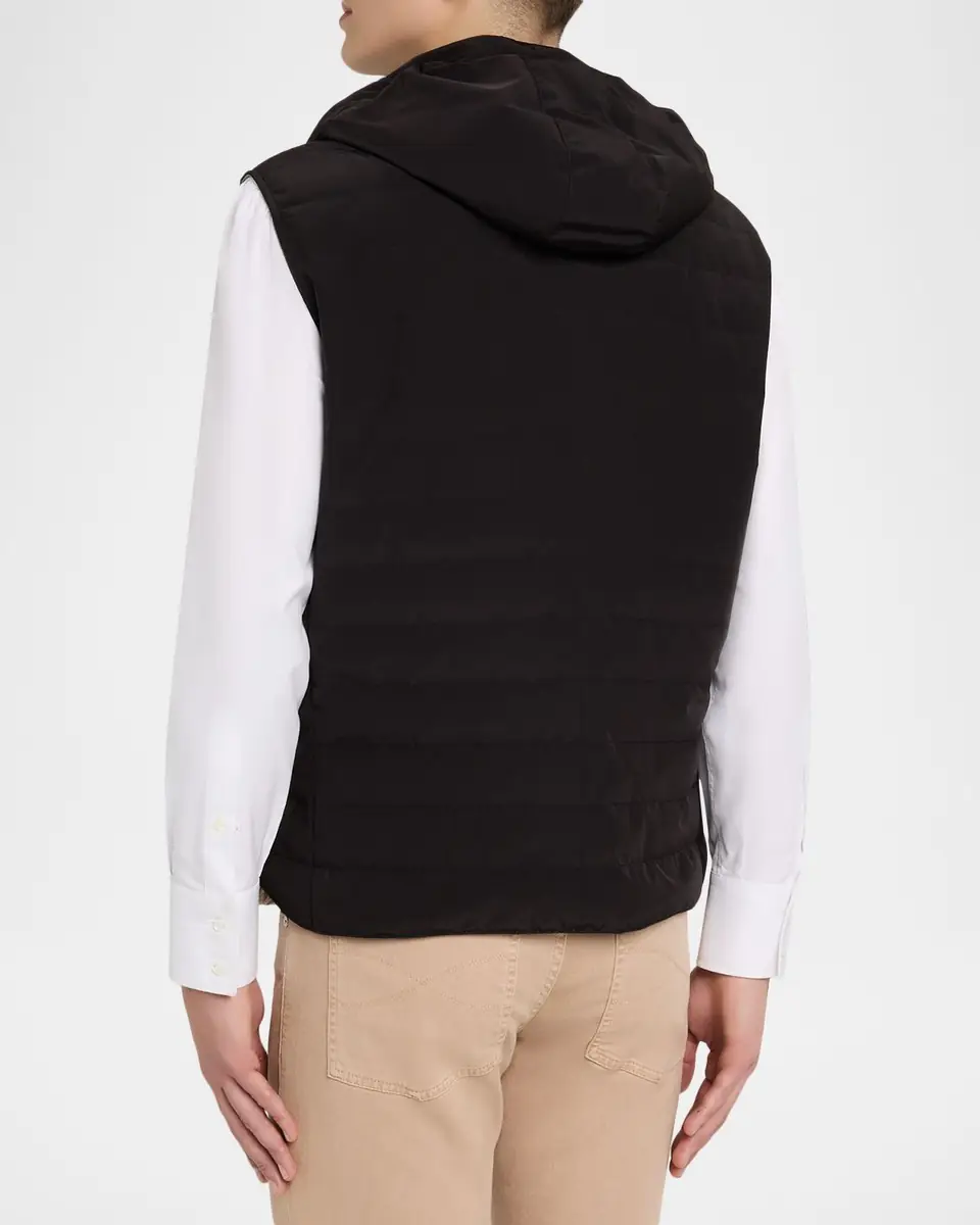 Brunello Cucinelli Men's Down Quilted Vest with Hood | Thumbnail 3 Brunello Cucinelli Men's Down Quilted Vest with Hood | Thumbnail 3