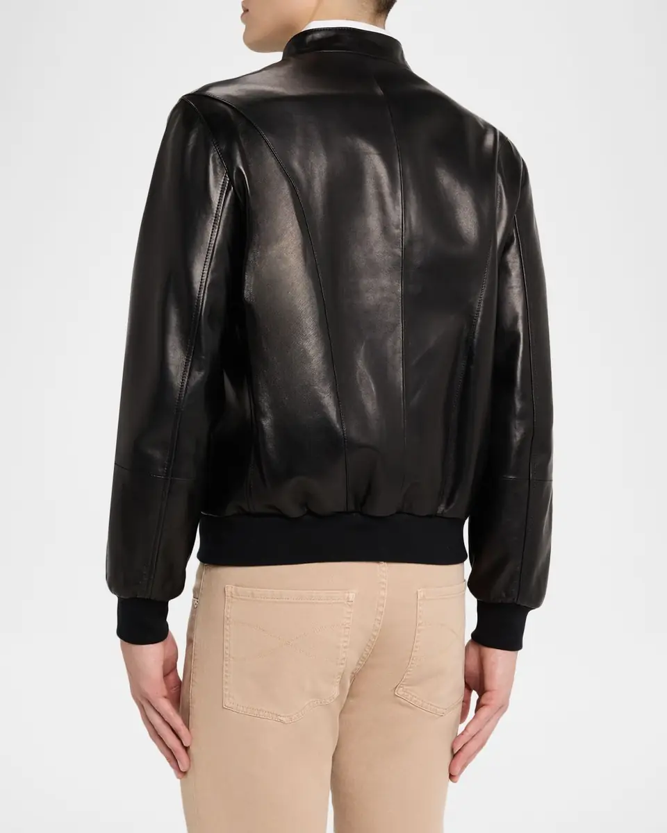 Brunello Cucinelli Men's Polished Nappa Leather Pilot Jacket | Thumbnail 3