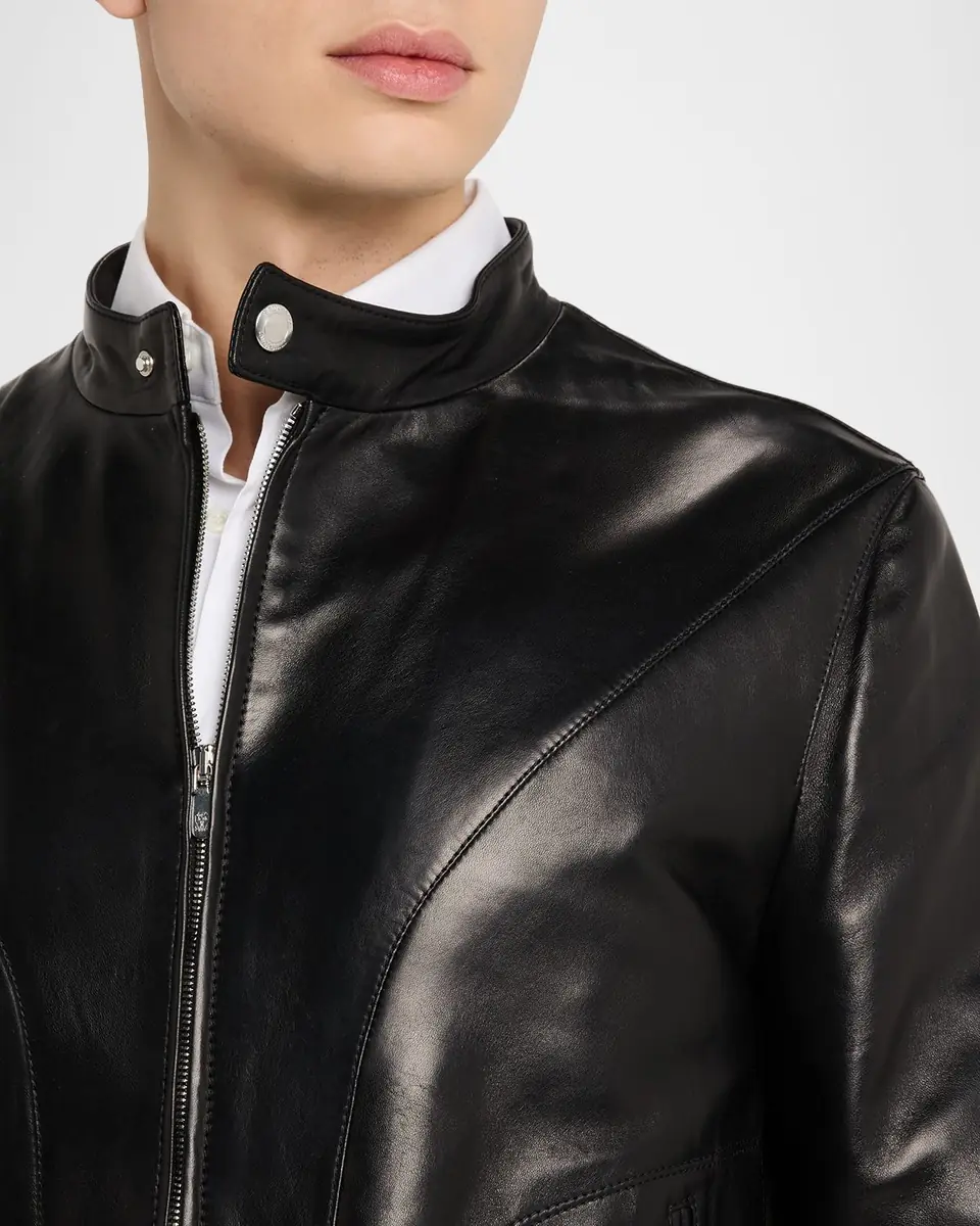 Brunello Cucinelli Men's Polished Nappa Leather Pilot Jacket | Thumbnail 5