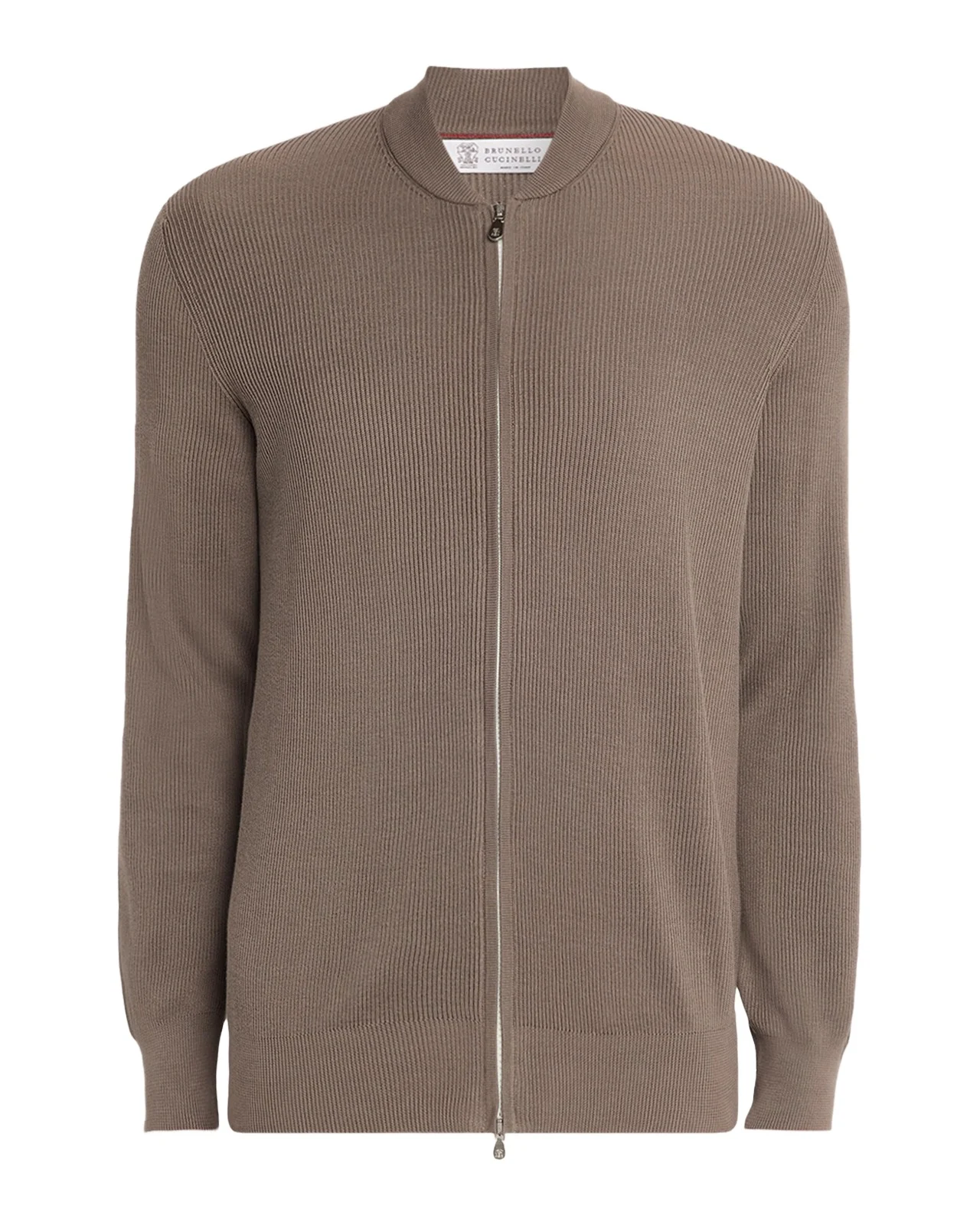 Brunello Cucinelli Men's Cotton Rib Baseball Collar Zip Cardigan
