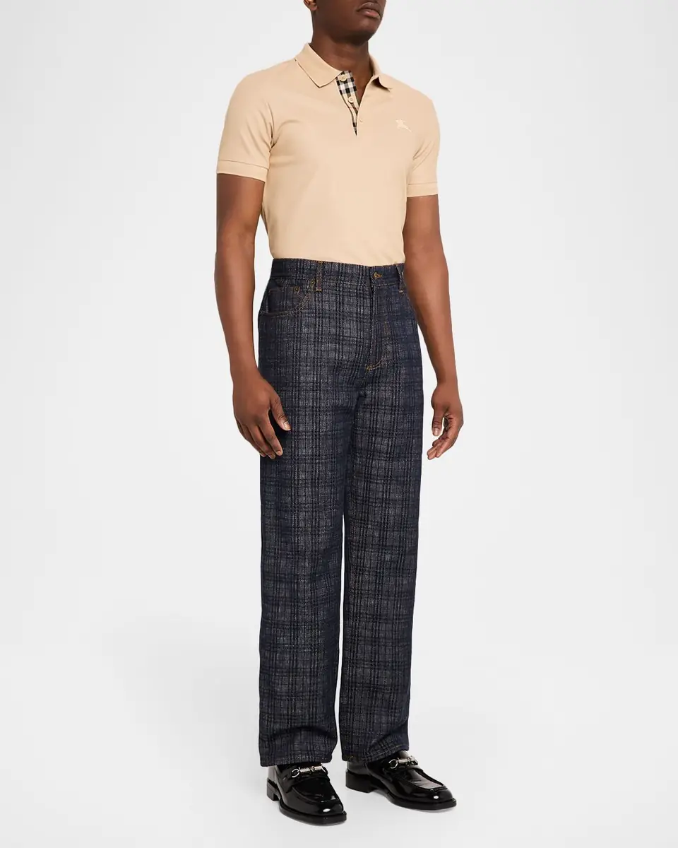 Burberry Men's Cotton Pique Check-Placket Polo Shirt | Thumbnail 2 Burberry Men's Cotton Pique Check-Placket Polo Shirt | Thumbnail 2