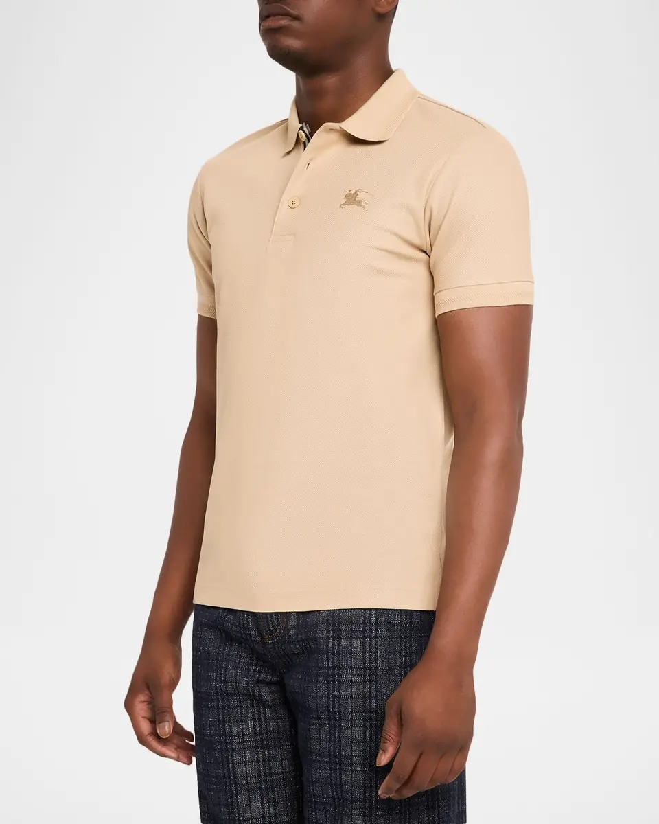 Burberry Men's Cotton Pique Check-Placket Polo Shirt | Thumbnail 4 Burberry Men's Cotton Pique Check-Placket Polo Shirt | Thumbnail 4