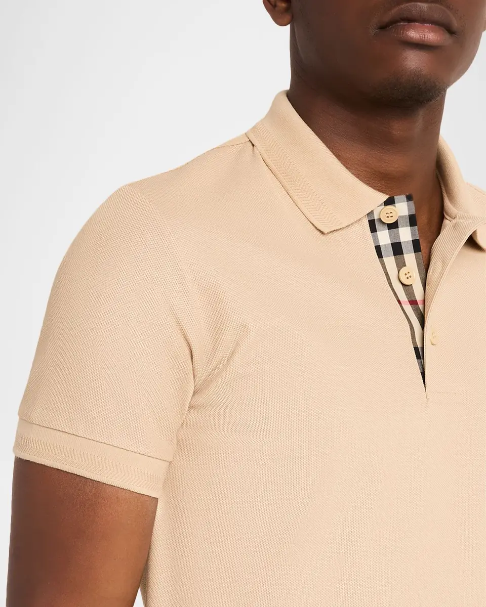 Burberry Men's Cotton Pique Check-Placket Polo Shirt | Thumbnail 5 Burberry Men's Cotton Pique Check-Placket Polo Shirt | Thumbnail 5