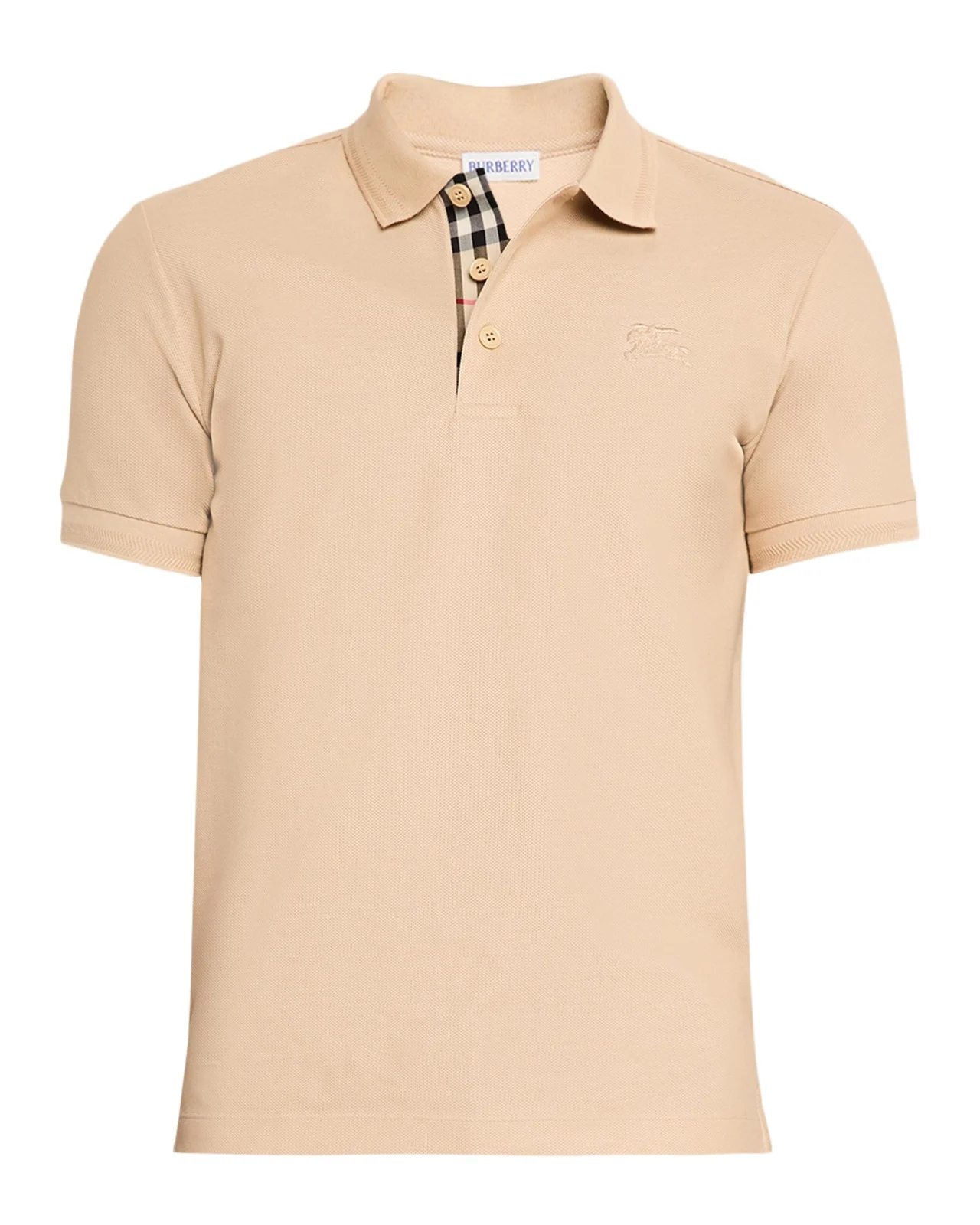Burberry Men's Cotton Pique Check-Placket Polo Shirt