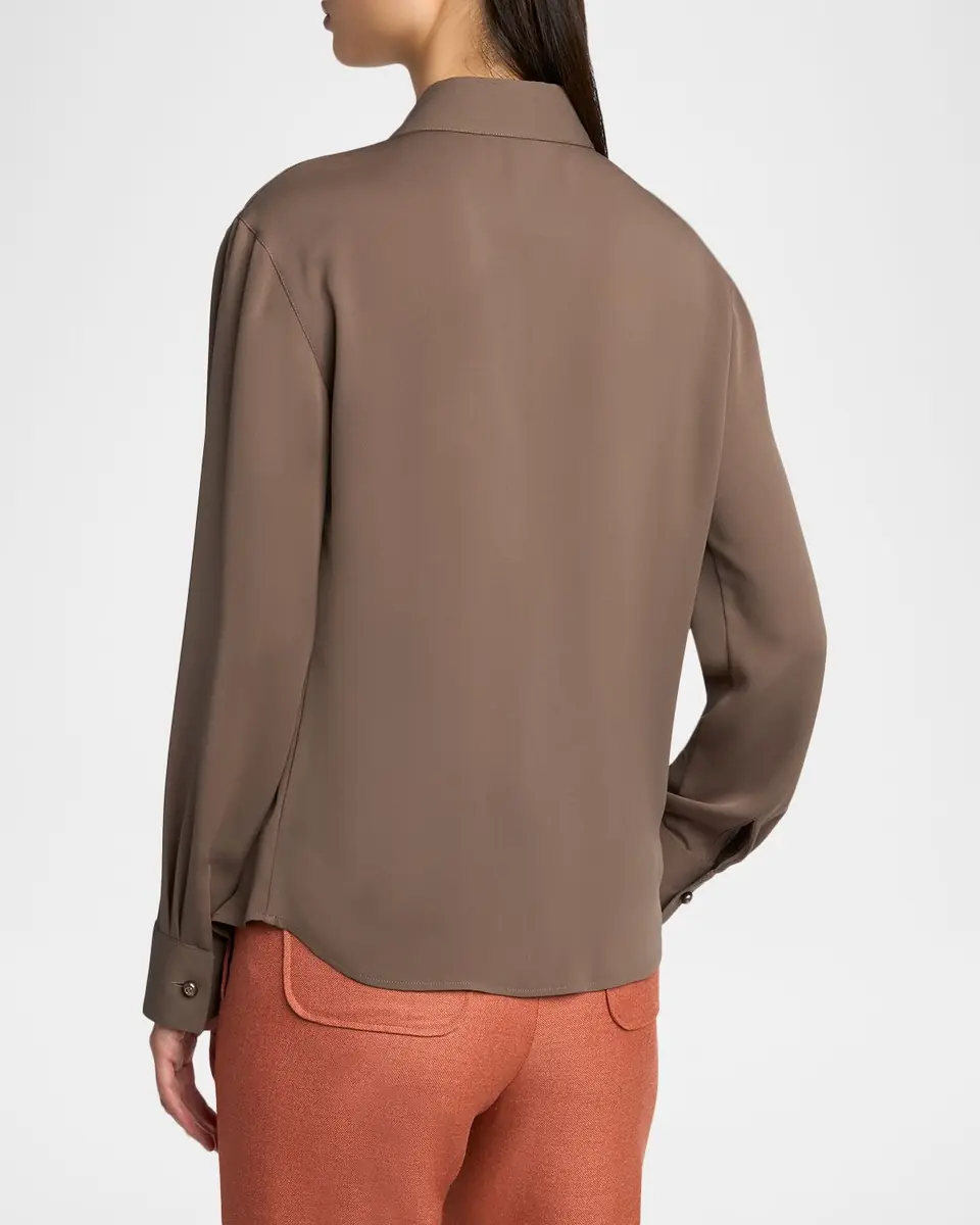 Giorgio Armani Pearly Buttoned Silk Georgette Shirt | Thumbnail 3 Giorgio Armani Pearly Buttoned Silk Georgette Shirt | Thumbnail 3