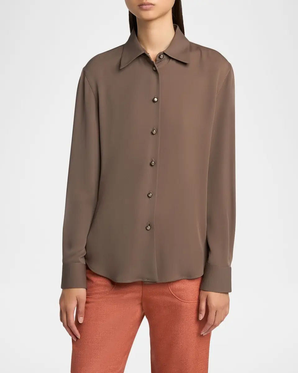 Giorgio Armani Pearly Buttoned Silk Georgette Shirt | Thumbnail 4 Giorgio Armani Pearly Buttoned Silk Georgette Shirt | Thumbnail 4
