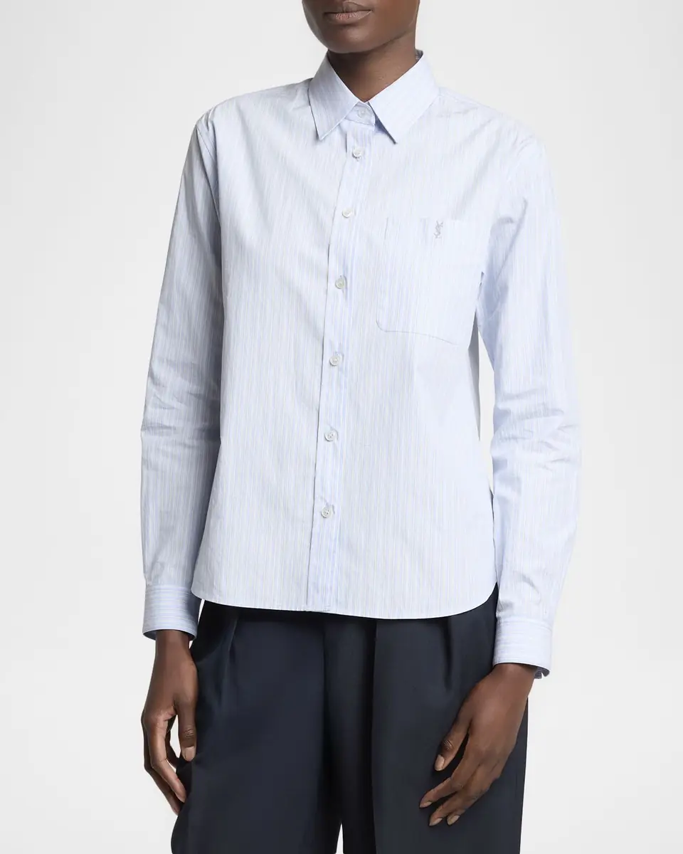 Saint Laurent Striped Cotton Button-Down Shirt | Thumbnail 4 Saint Laurent Striped Cotton Button-Down Shirt | Thumbnail 4