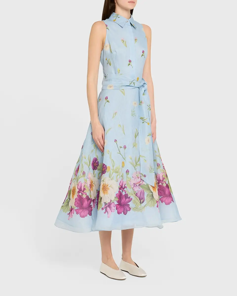 Rickie Freeman for Teri Jon Sleeveless Floral-Print Midi Shirtdress | Thumbnail 4 Rickie Freeman for Teri Jon Sleeveless Floral-Print Midi Shirtdress | Thumbnail 4