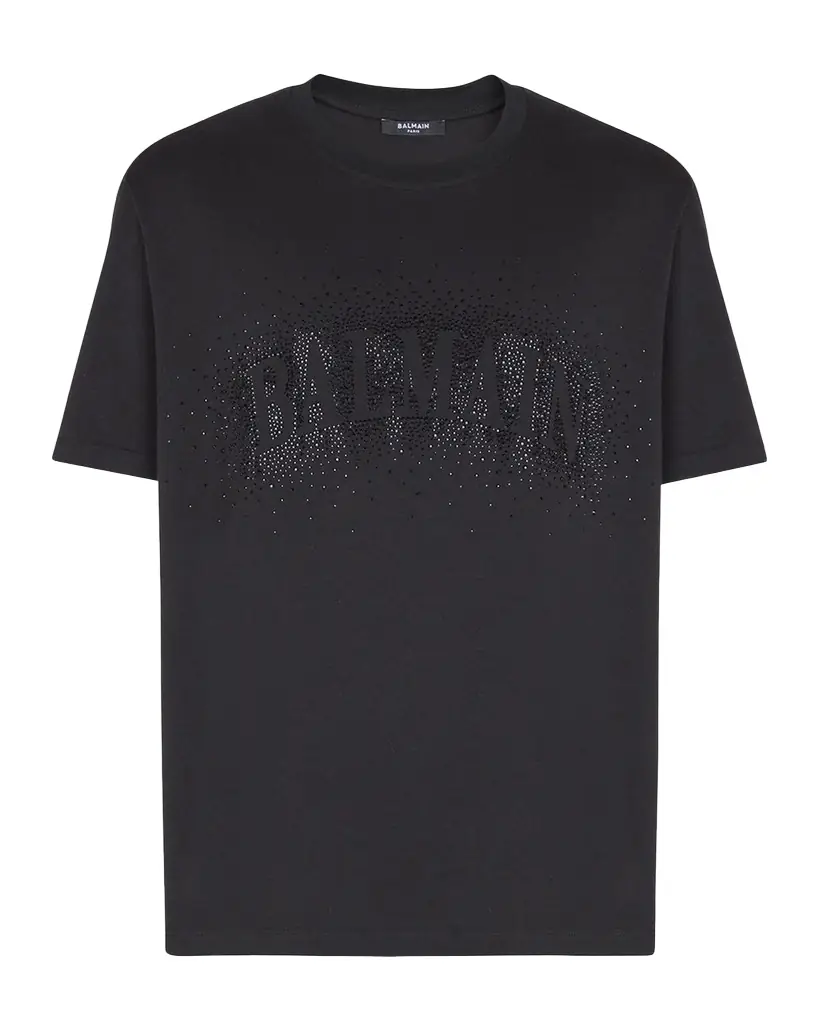 Balmain Men 's Embroidered Crystal Logo T-hirt | Image 1 Balmain Men 's Embroidered Crystal Logo T-hirt | Image 1