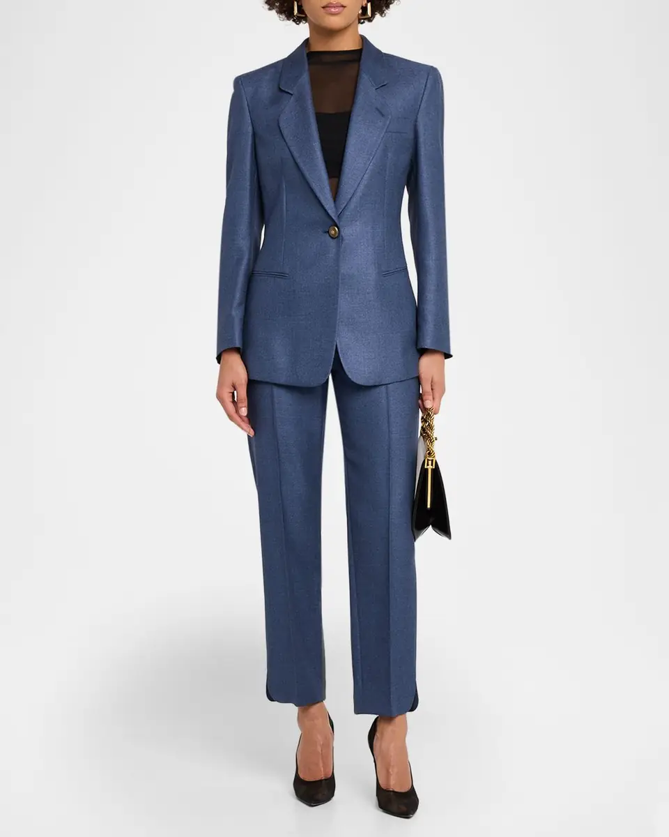 Giorgio Armani Silk Straight-Leg Ankle Slit Trousers | Thumbnail 2 Giorgio Armani Silk Straight-Leg Ankle Slit Trousers | Thumbnail 2