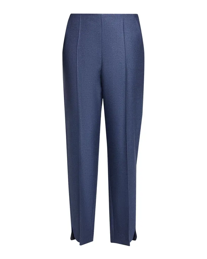 Giorgio Armani Silk Straight-Leg Ankle Slit Trousers