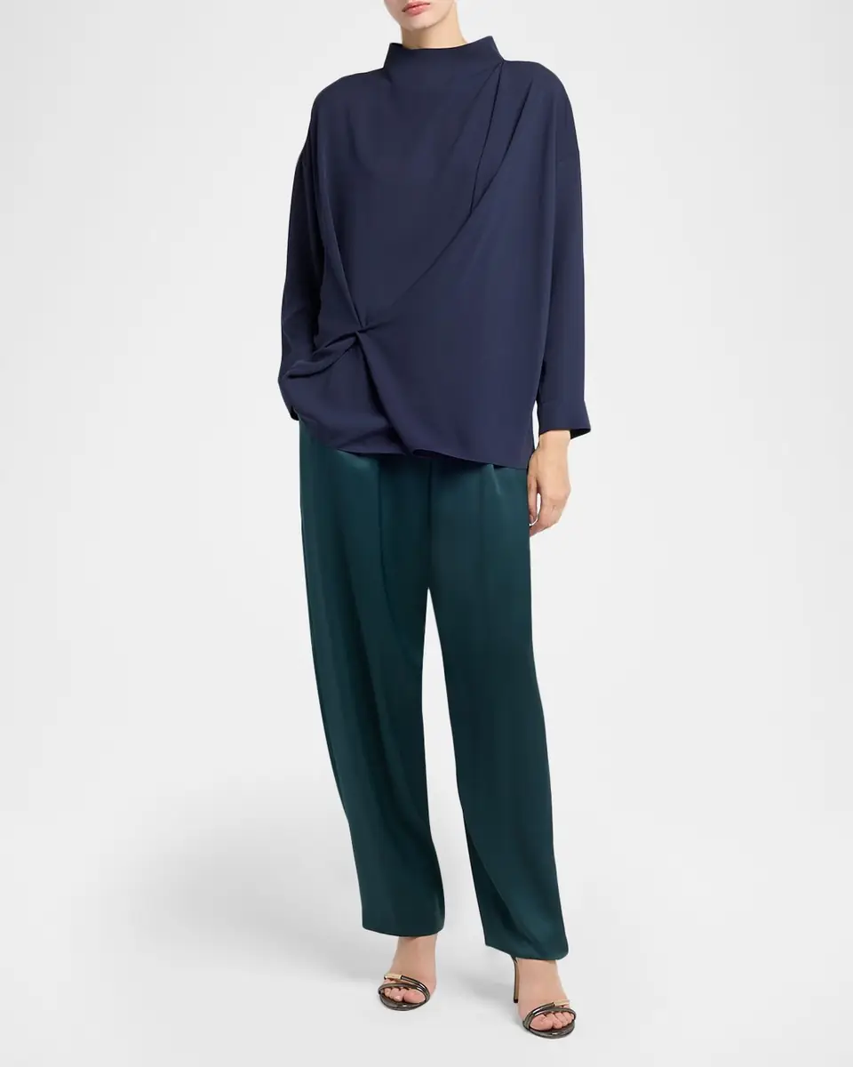 Giorgio Armani Draped Silk Georgette Shirt | Thumbnail 2 Giorgio Armani Draped Silk Georgette Shirt | Thumbnail 2
