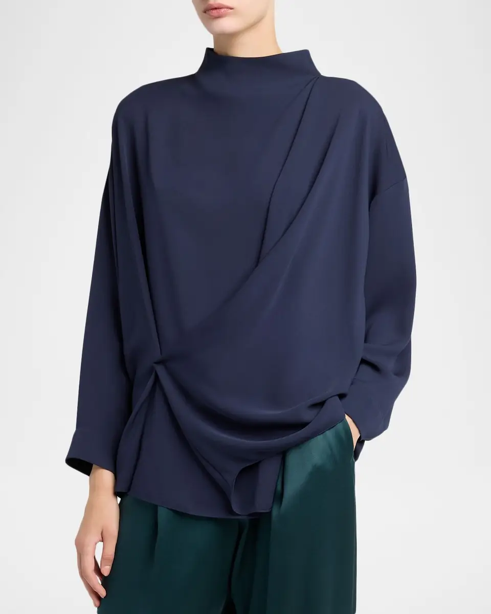 Giorgio Armani Draped Silk Georgette Shirt | Thumbnail 4 Giorgio Armani Draped Silk Georgette Shirt | Thumbnail 4