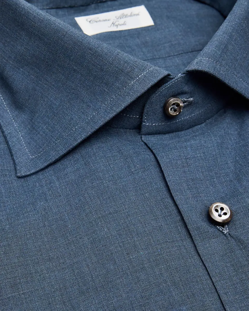 Cesare Attolini Men's Cotton Melange Spread-Collar Sport Shirt | Thumbnail 2 Cesare Attolini Men's Cotton Melange Spread-Collar Sport Shirt | Thumbnail 2