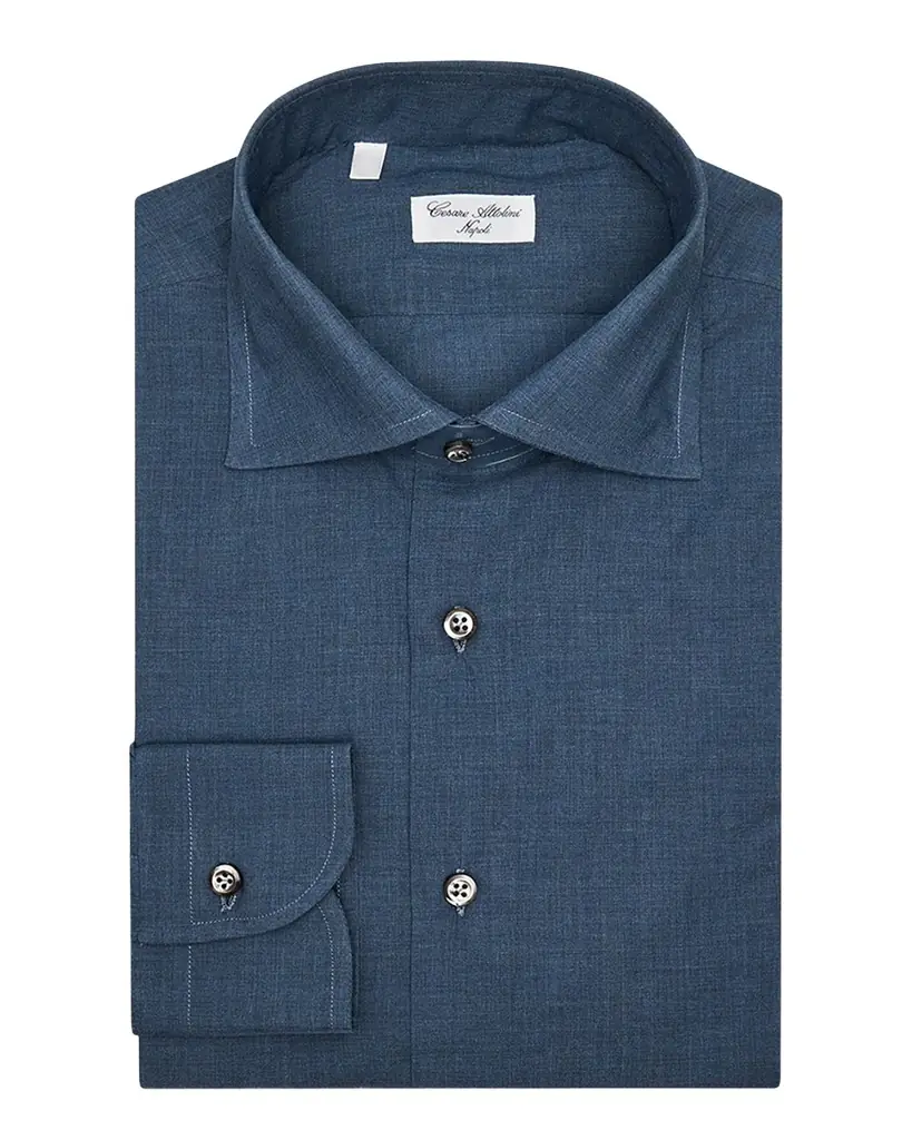 Cesare Attolini Men 's Cotton Melange Spread-Collar Sport Shirt | Image 1 Cesare Attolini Men 's Cotton Melange Spread-Collar Sport Shirt | Image 1