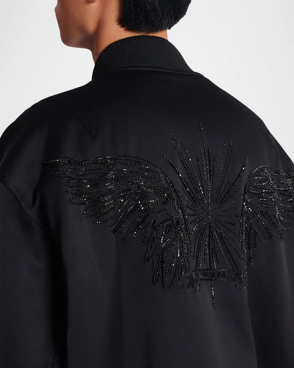 Balmain Men's Crystal-Embroidered Oversized Bomber Jacket | Thumbnail 5