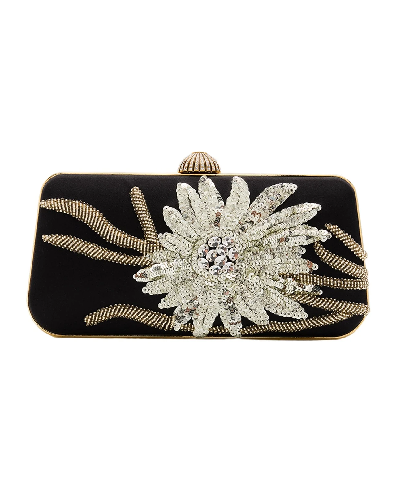 Carry Secrets Sequin Floral Satin Clutch Bag Carry Secrets Sequin Floral Satin Clutch Bag