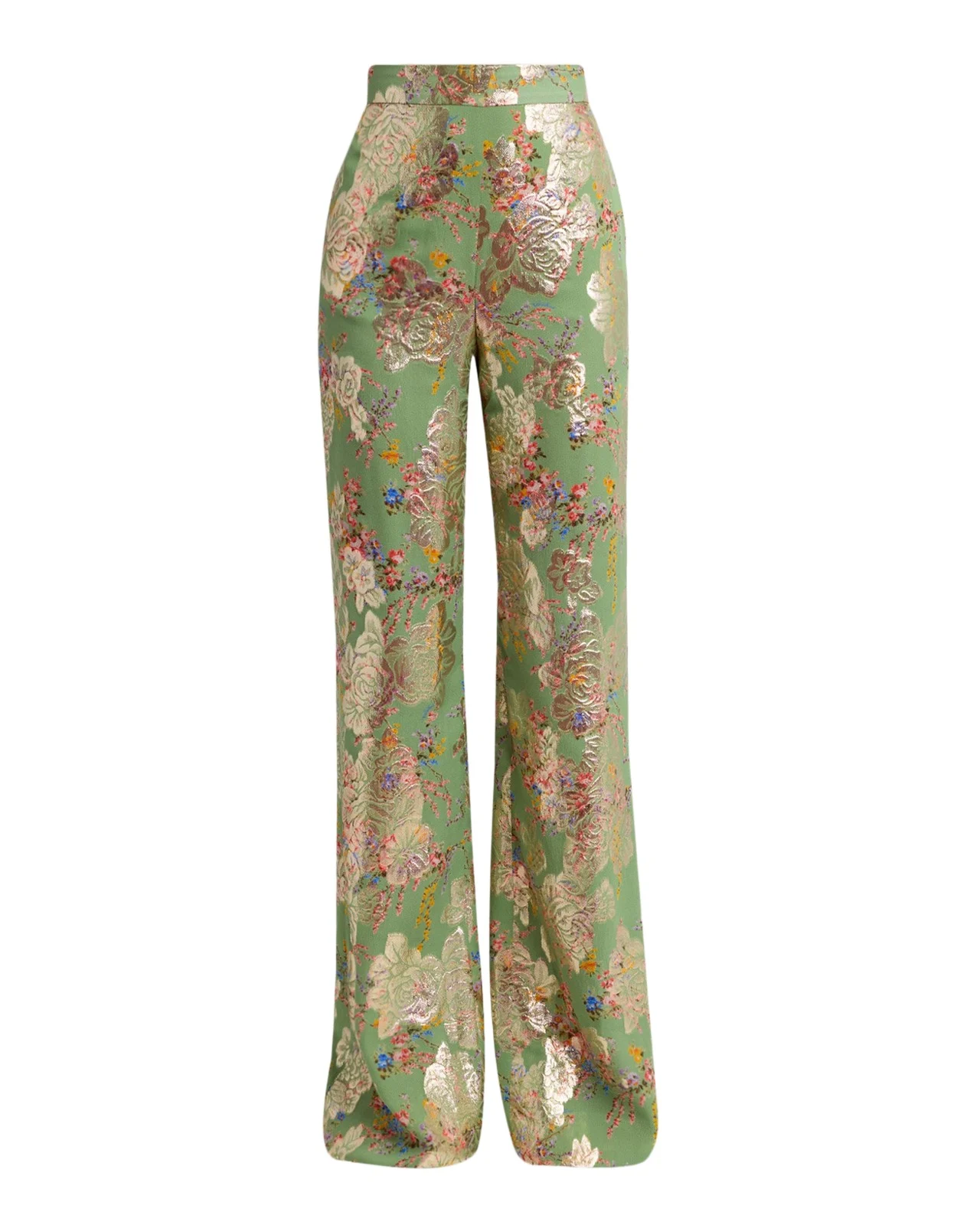 Valentino Garavani Metallic Floral Jacquard Straight-Leg Pants