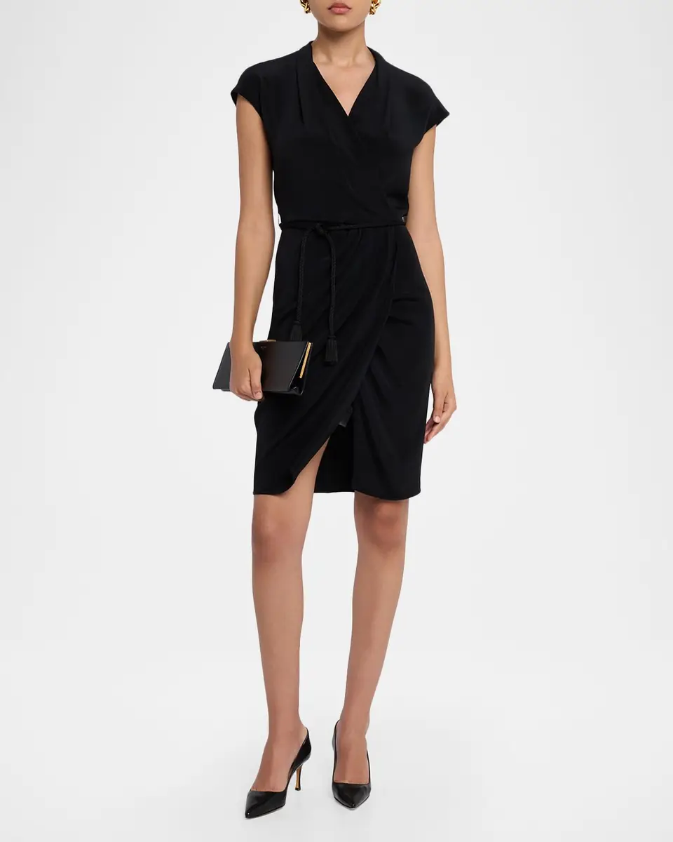 Giorgio Armani Belted Cap-Sleeve Jersey Wrap Dress | Thumbnail 2