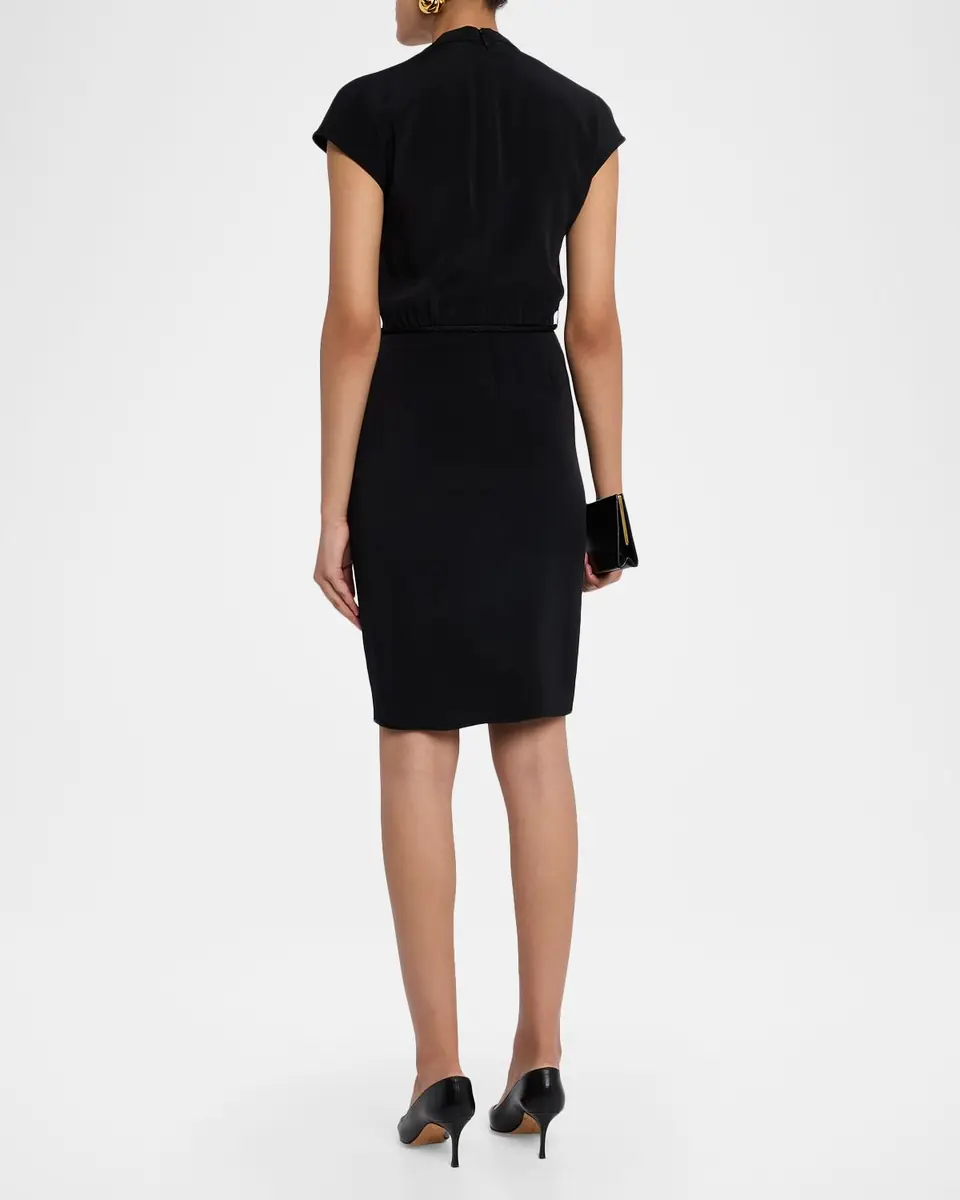 Giorgio Armani Belted Cap-Sleeve Jersey Wrap Dress | Thumbnail 3